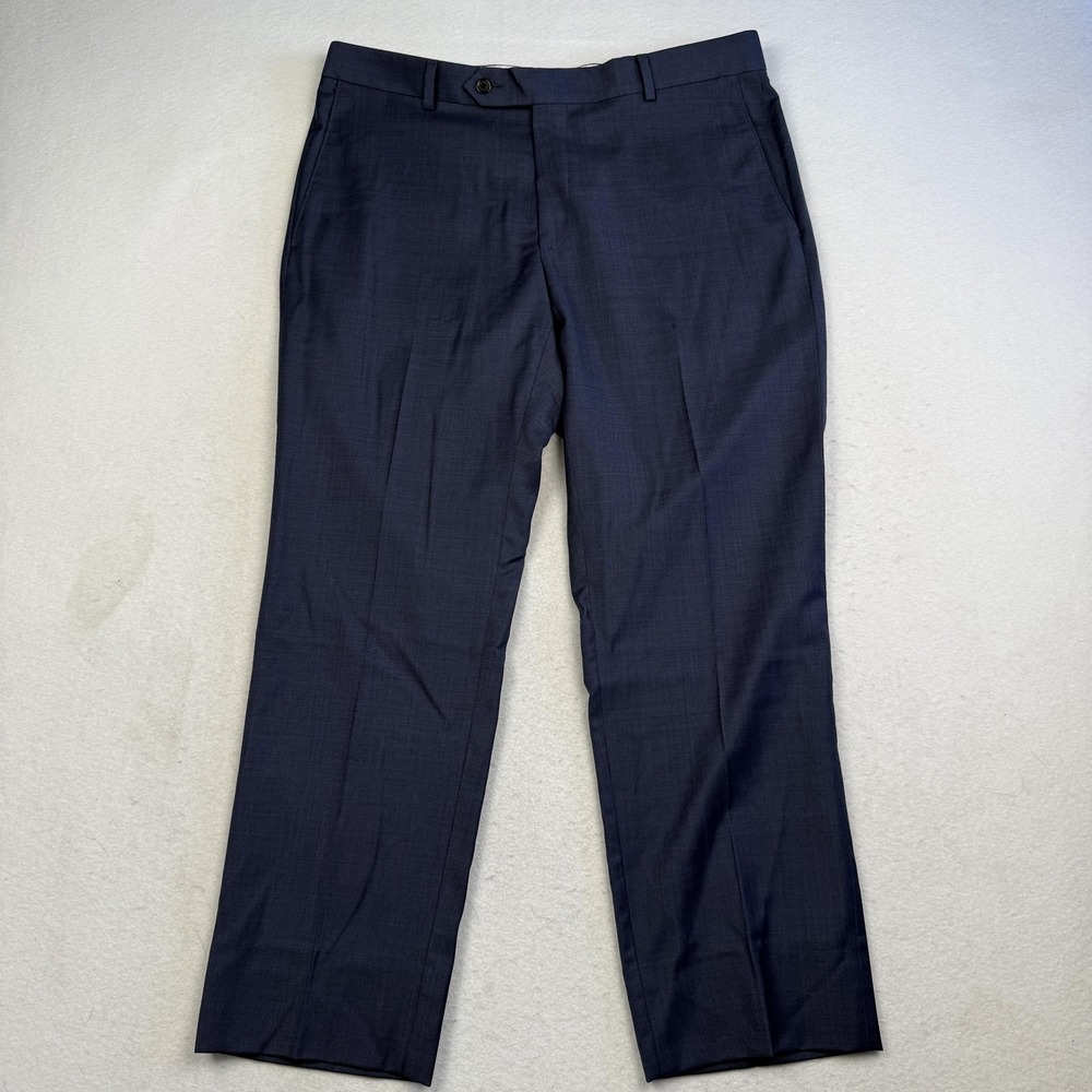 Samuelsohn Suit Pants Mens 36x28 Blue Super 150s Wool Dress Formal Made Canada